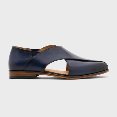 Classic Peshawari | Navy Blue Leather