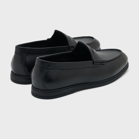 Penny Loafer | Solid Black Milled Leather