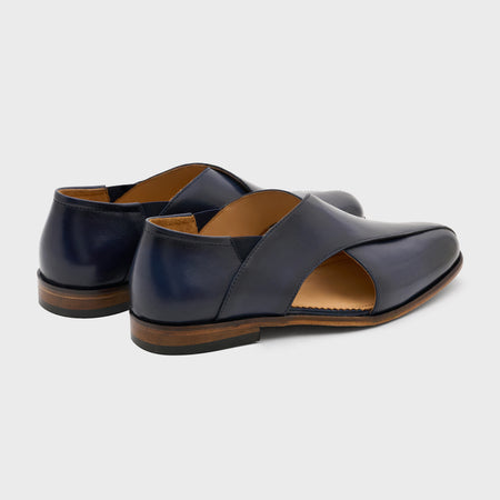 Classic Peshawari | Navy Blue Leather