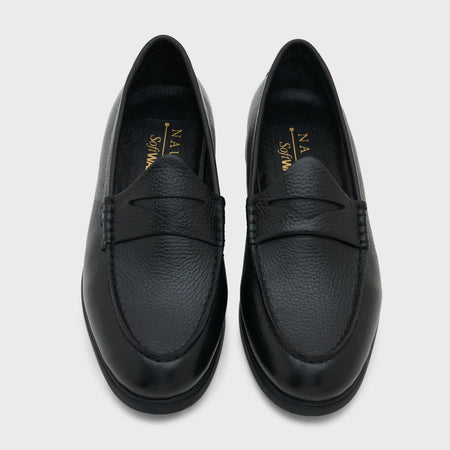 Penny Loafer | Solid Black Milled Leather