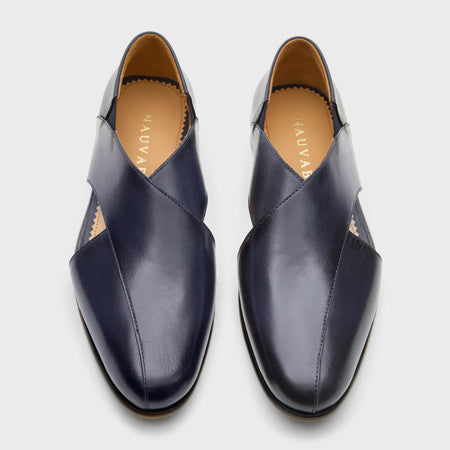Classic Peshawari | Navy Blue Leather