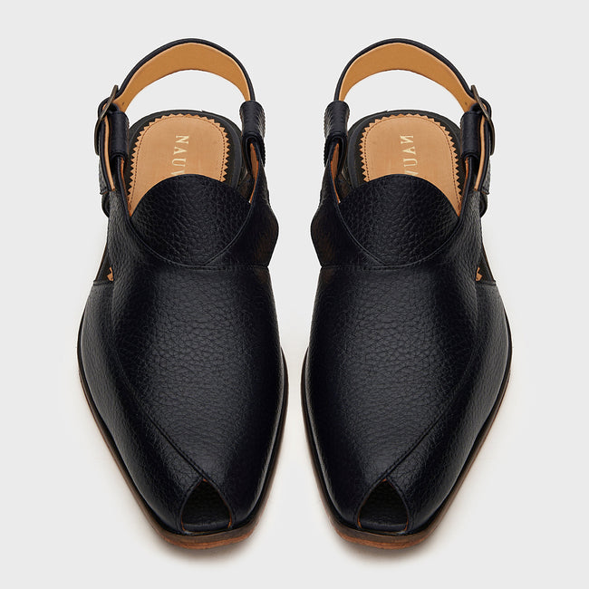 Peshauri Baandh | Black Milled Leather