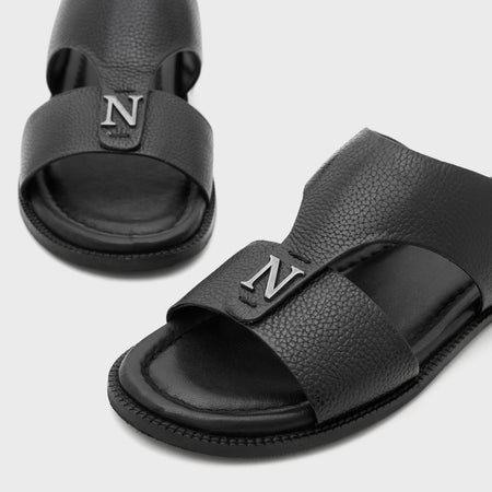 Arba Chappal | Black Milled Leather