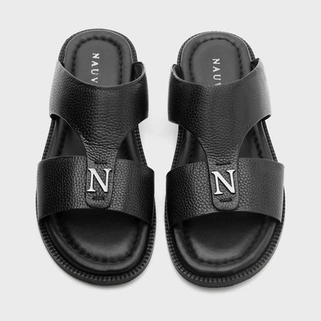 Arba Chappal | Black Milled Leather