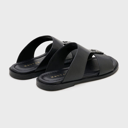 Arba Chappal | Black Milled Leather