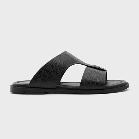 Arba Chappal | Black Milled Leather