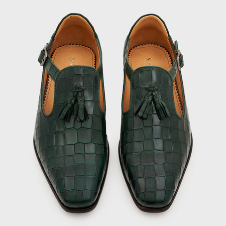 Bagh | Forest Green Croco Leather
