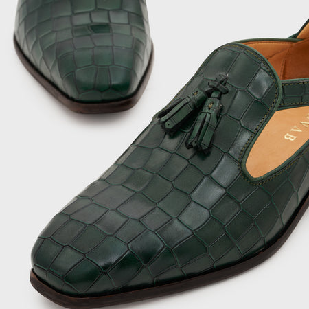 Bagh | Forest Green Croco Leather