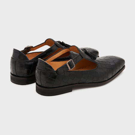 Bagh | Midnight Black Croco Leather