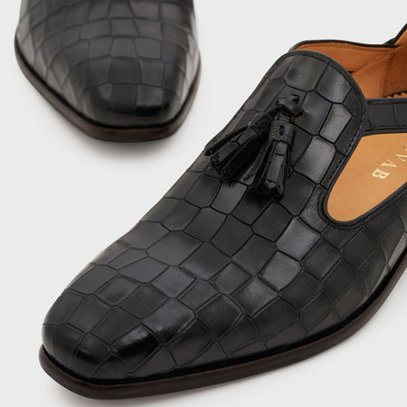 Bagh | Midnight Black Croco Leather