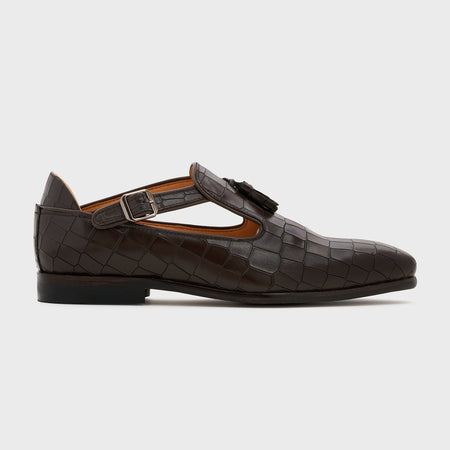 Bagh | Wood Brown Croco Leather