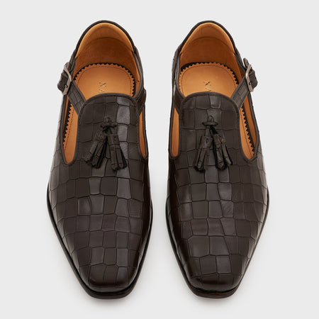 Bagh | Wood Brown Croco Leather