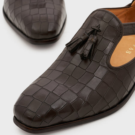 Bagh | Wood Brown Croco Leather