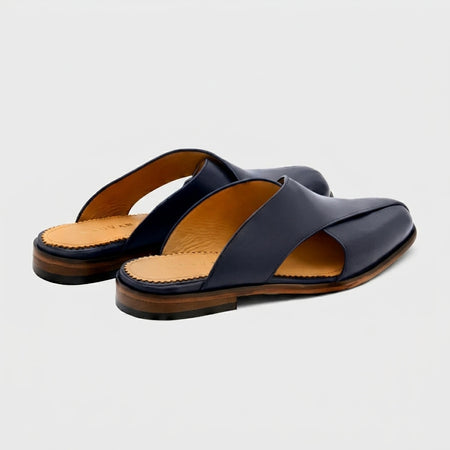Classic Peshawari Slip | Navy Blue Leather