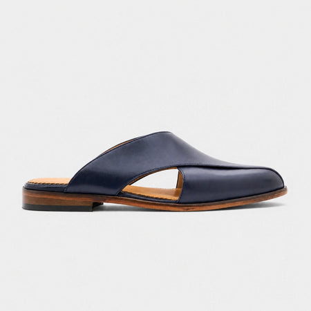 Classic Peshawari Slip | Navy Blue Leather