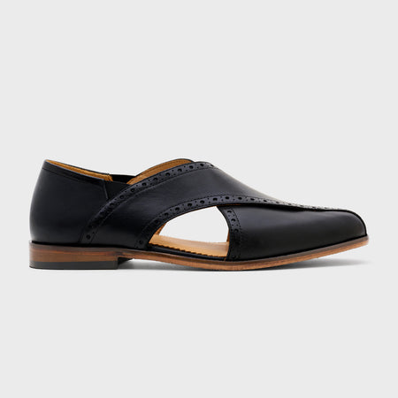 Classic Peshawari Brogue | Black Leather