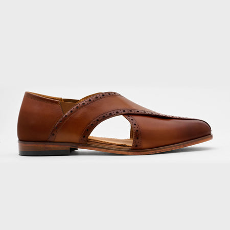 Classic Peshawari Brogue | British Tan Leather