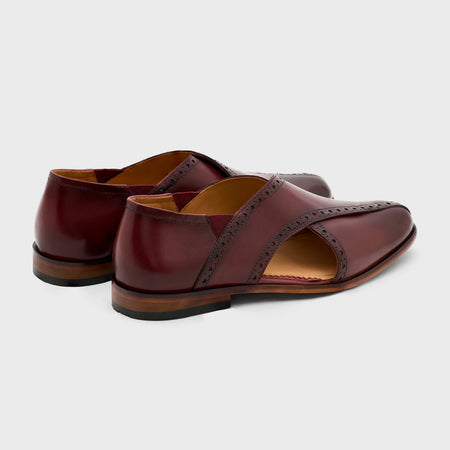 Classic Peshawari Brogue | Burgundy Leather