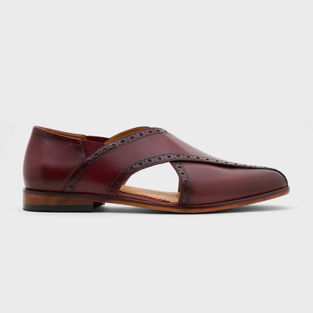 Classic Peshawari Brogue | Burgundy Leather