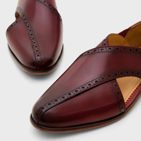 Classic Peshawari Brogue | Burgundy Leather