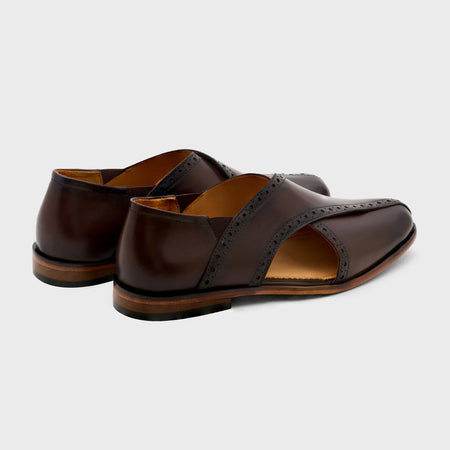 Classic Peshawari Brogue | Choco Brown Leather