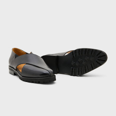 Classic Peshawari (EVA Sole) | Black Milled Leather