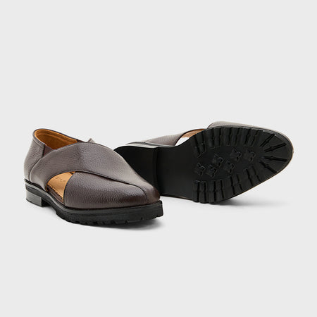 Classic Peshawari (EVA Sole) | Dark Brown Milled Leather