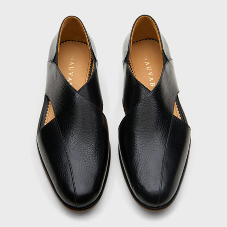 Classic Peshawari | Black Milled Leather