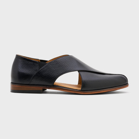 Classic Peshawari | Black Milled Leather