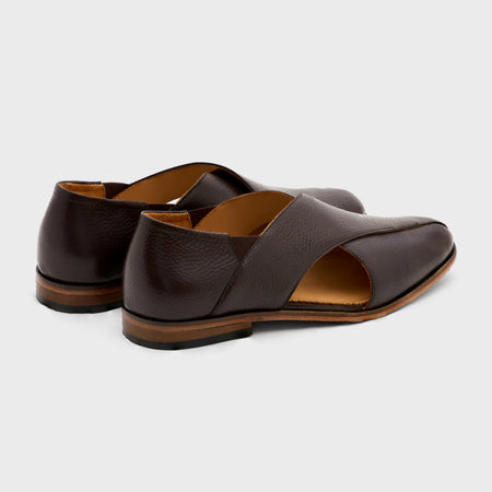 Classic Peshawari | Dark Brown Milled Leather