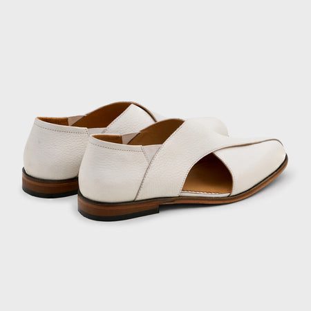 Classic Peshawari | White Milled Leather