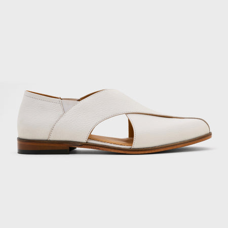 Classic Peshawari | White Milled Leather