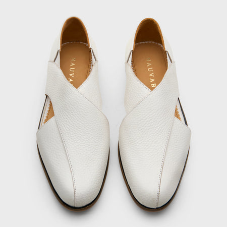 Classic Peshawari | White Milled Leather