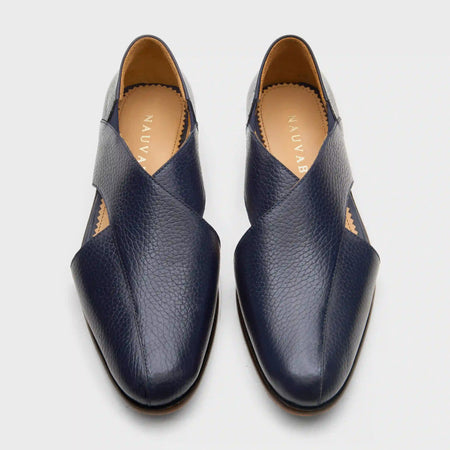 Classic Peshawari | Navy Blue Milled Leather
