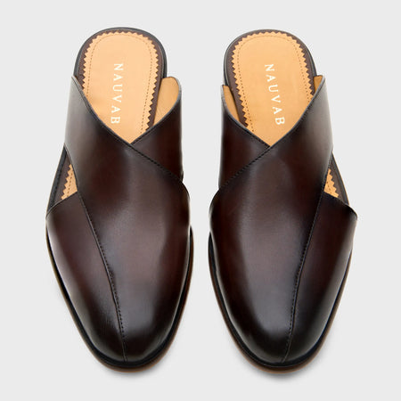 Classic Peshawari Slip | Choco Brown Leather