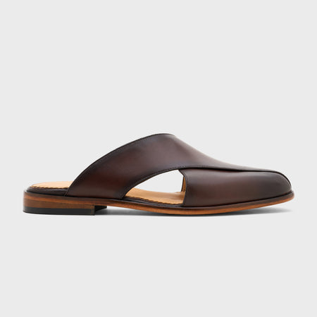 Classic Peshawari Slip | Choco Brown Leather