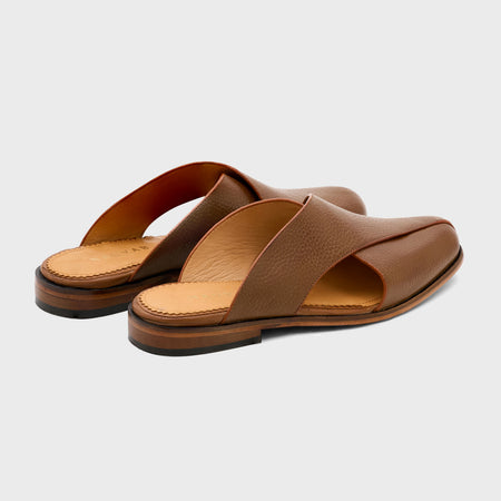 Classic Peshawari Slip | Tan Milled Leather