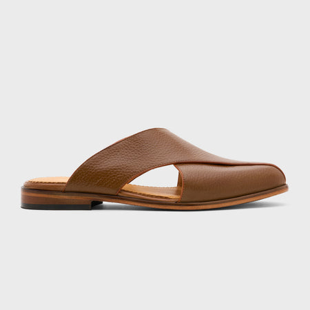 Classic Peshawari Slip | Tan Milled Leather