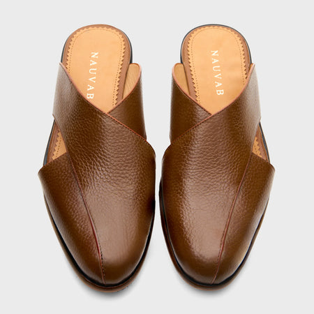 Classic Peshawari Slip | Tan Milled Leather
