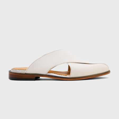 Classic Peshawari Slip | White Milled Leather