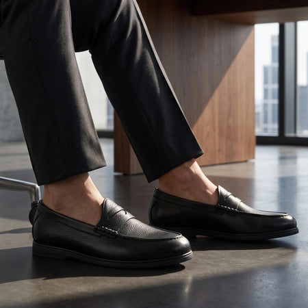 Penny Loafer | Solid Black Milled Leather
