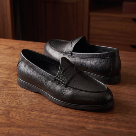 Penny Loafer | Solid Black Milled Leather