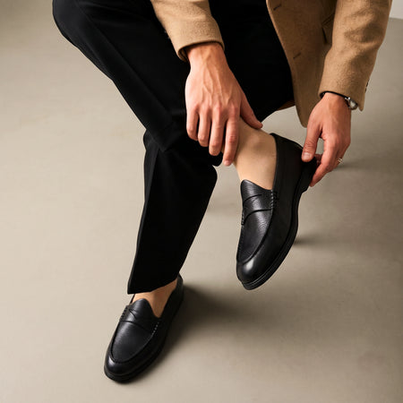 Penny Loafer | Solid Black Milled Leather
