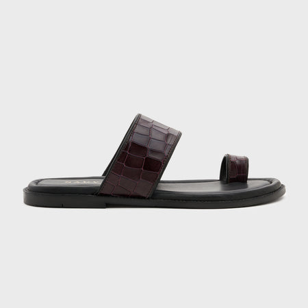 Naal Slippers | Deep Wine Croco Leather