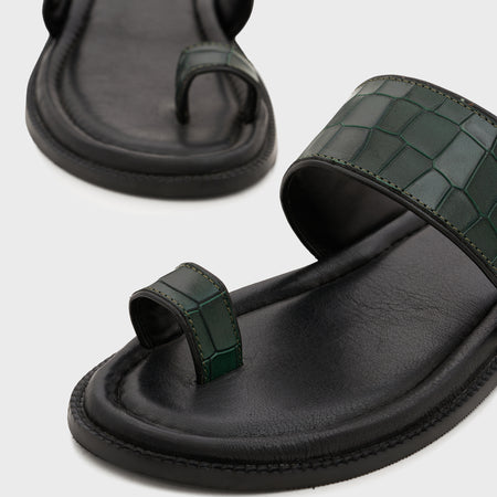 Naal Slippers | Forest Green Croco Leather