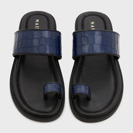 Naal Slippers | Galaxy Blue Croco Leather