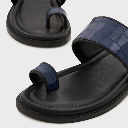 Naal Slippers | Galaxy Blue Croco Leather