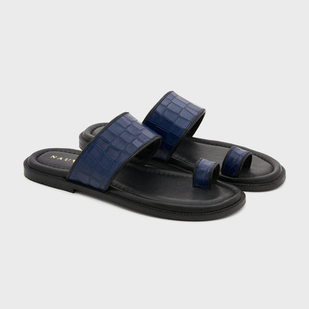 Naal Slippers | Galaxy Blue Croco Leather