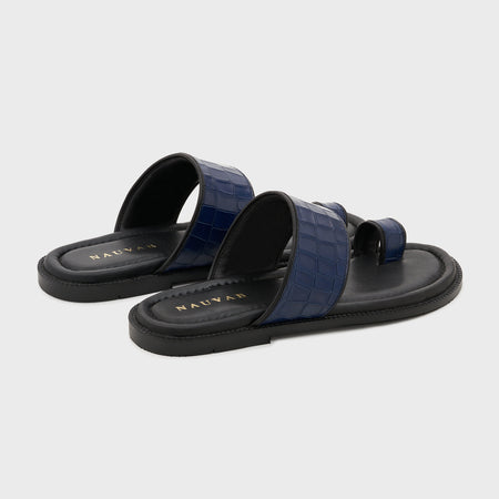 Naal Slippers | Galaxy Blue Croco Leather