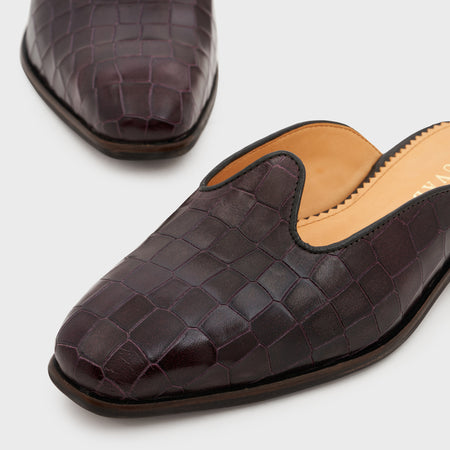Nagra Slip | Deep Wine Croco Leather